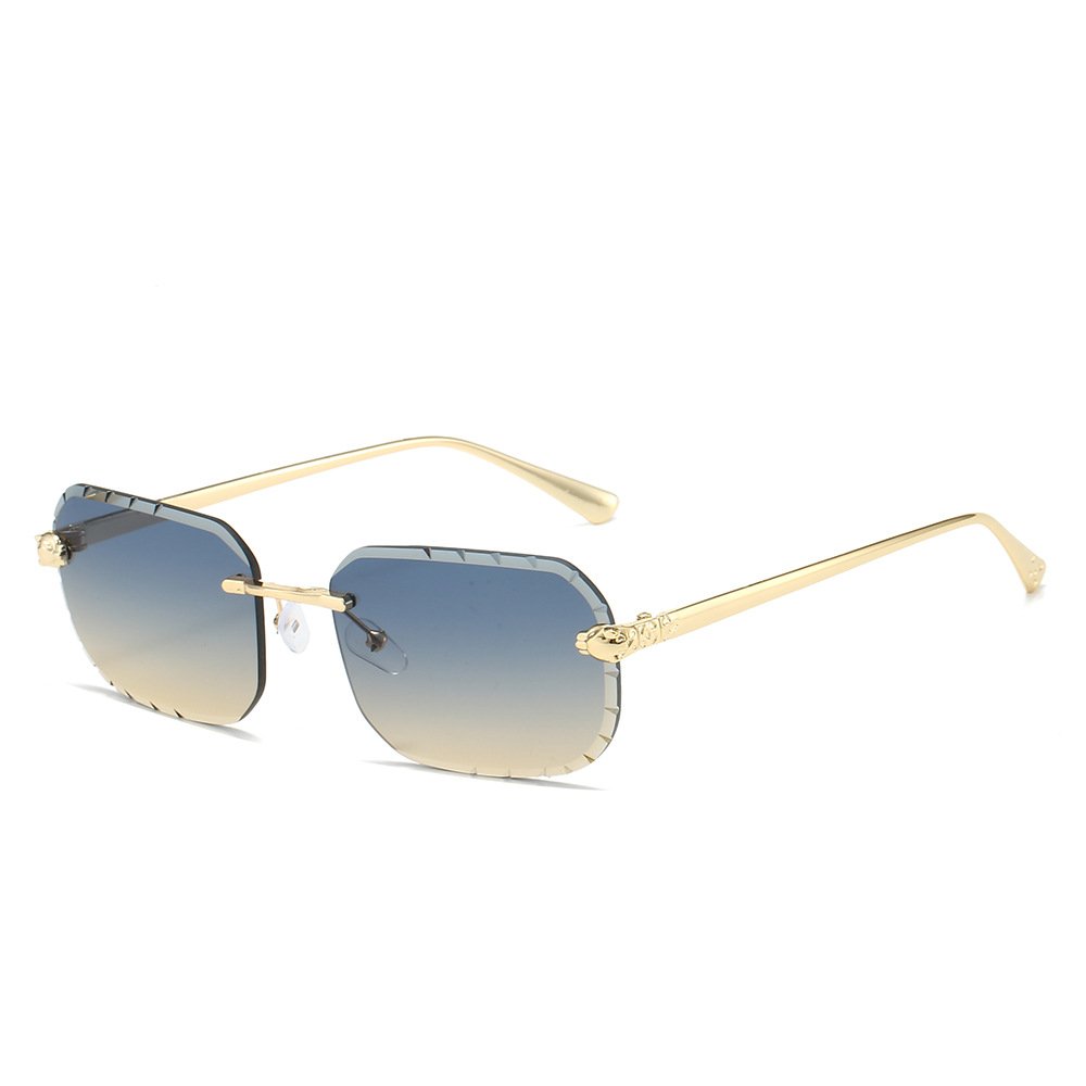 034 Rimless Square Sunglasses Men Cupronickel Fashion Punk Gradient Sun Glasses Vintage Trendy Small Frame Eyewear UV400