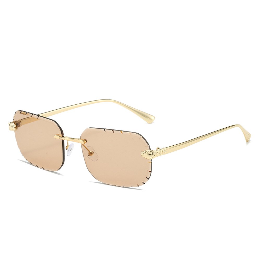 034 Rimless Square Sunglasses Men Cupronickel Fashion Punk Gradient Sun Glasses Vintage Trendy Small Frame Eyewear UV400