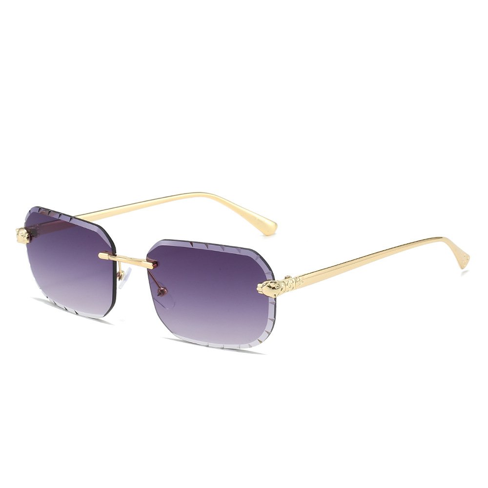 034 Rimless Square Sunglasses Men Cupronickel Fashion Punk Gradient Sun Glasses Vintage Trendy Small Frame Eyewear UV400
