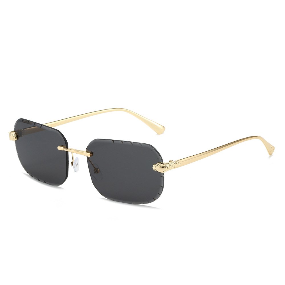034 Rimless Square Sunglasses Men Cupronickel Fashion Punk Gradient Sun Glasses Vintage Trendy Small Frame Eyewear UV400