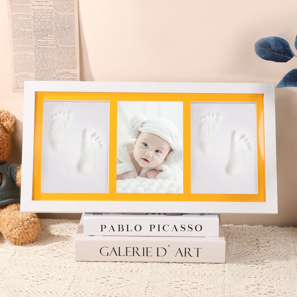 Precious Prints Baby Clay Handprint Kit Photo Frame Montessori Baby Climber Wood Kids Gifts Suitable For Baby Growth Records