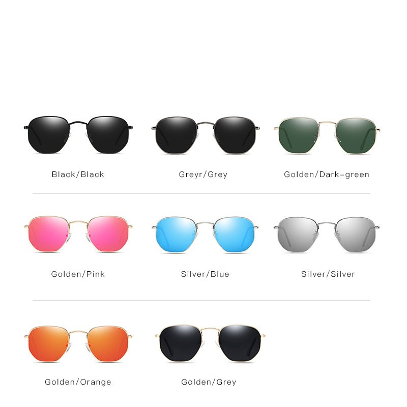 Irregular Sunglasses Metal Frame Blue Mirror Lens Black Shades Popular polarized sports sunglasses uv400 silver