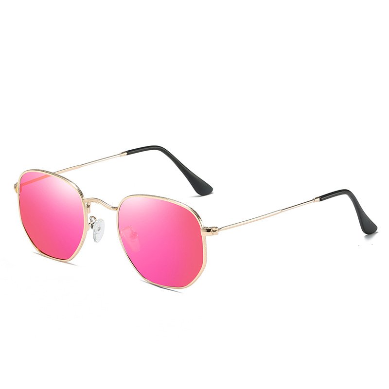 Irregular Sunglasses Metal Frame Blue Mirror Lens Black Shades Popular polarized sports sunglasses uv400 silver