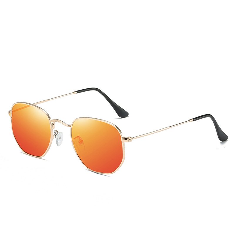 Irregular Sunglasses Metal Frame Blue Mirror Lens Black Shades Popular polarized sports sunglasses uv400 silver