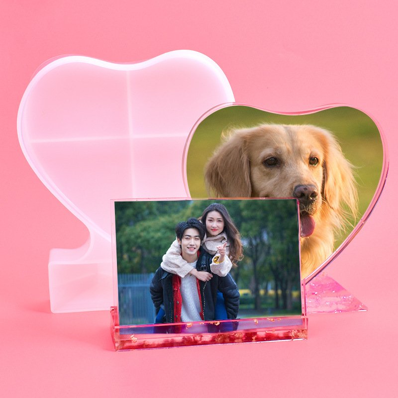 DIY Crystal Epoxy Resin Mold Mirror Jewelry Ornaments Love Rectangle Photo Frame Silicone Mold Jewelry Making Accessories