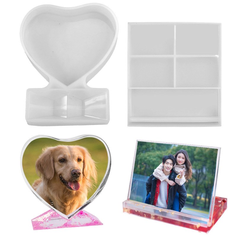 DIY Crystal Epoxy Resin Mold Mirror Jewelry Ornaments Love Rectangle Photo Frame Silicone Mold Jewelry Making Accessories