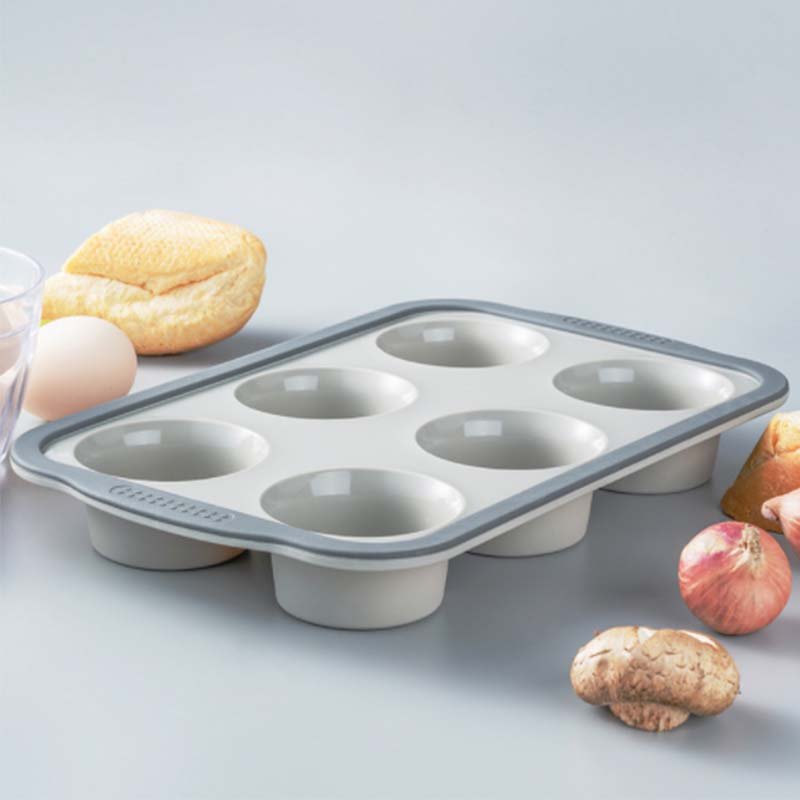 Non-Stick 6 Cup Cupcake Baking Pan Silicone Jumbo Muffin Pan with Metal Reinforced Frame