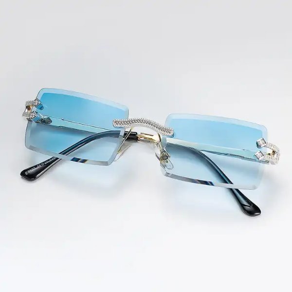 Trendy Design High Quality Womens Square Frame Luxury Fashion Accessories Hip Hop Diamond Sunglasses At Best Price