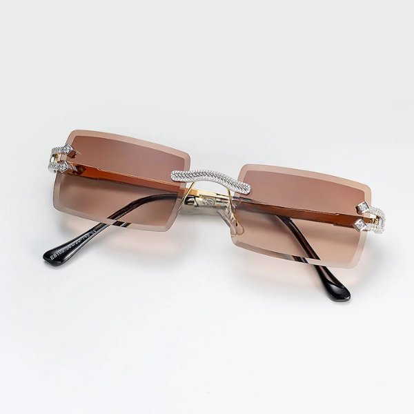 Trendy Design High Quality Womens Square Frame Luxury Fashion Accessories Hip Hop Diamond Sunglasses At Best Price