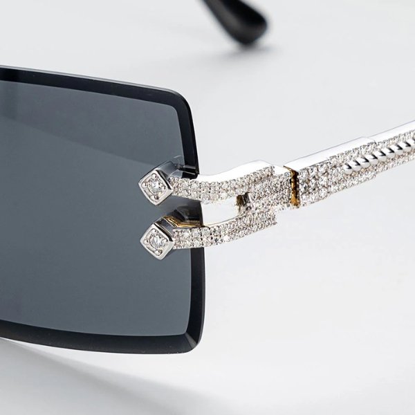 Trendy Design High Quality Womens Square Frame Luxury Fashion Accessories Hip Hop Diamond Sunglasses At Best Price