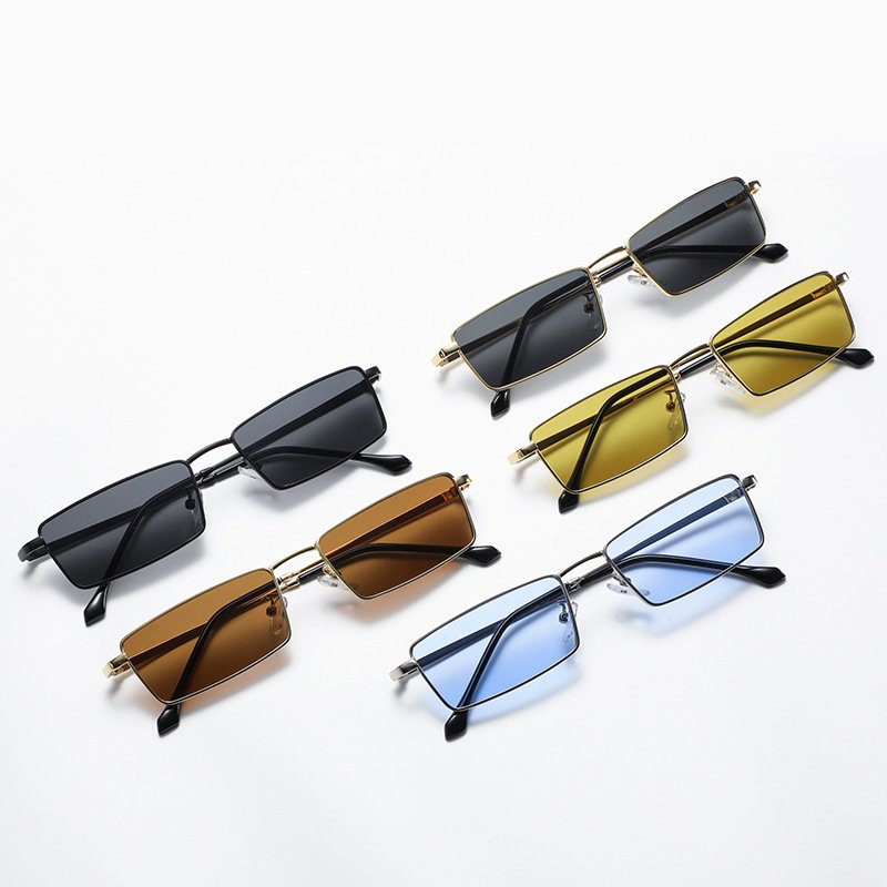 wholesale rectangle metal small frame fashion sun glasses outdoor driving uv400 women's sunglasses 2024