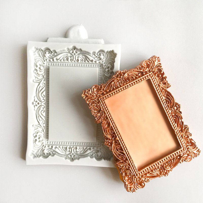 European style retro mirror frame, sugar flipping cake mold, dry Perth chocolate silicone mold clay soft ceramic mold