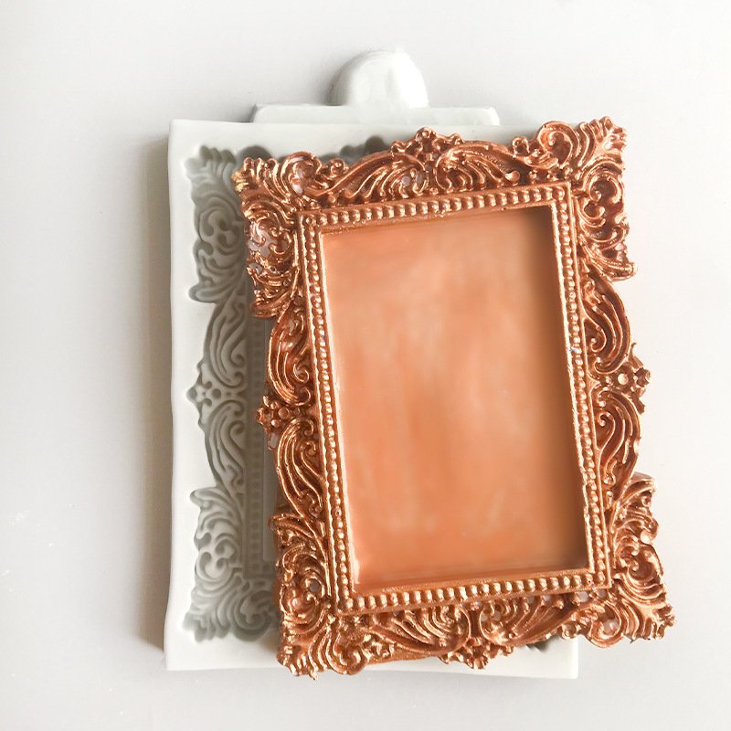 European style retro mirror frame, sugar flipping cake mold, dry Perth chocolate silicone mold clay soft ceramic mold