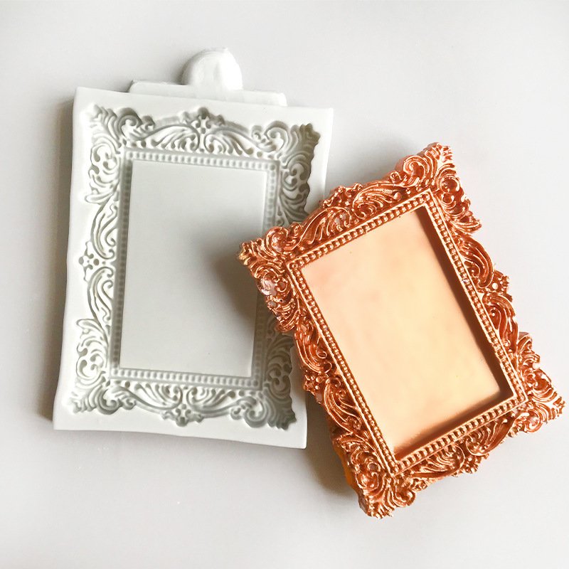 European style retro mirror frame, sugar flipping cake mold, dry Perth chocolate silicone mold clay soft ceramic mold