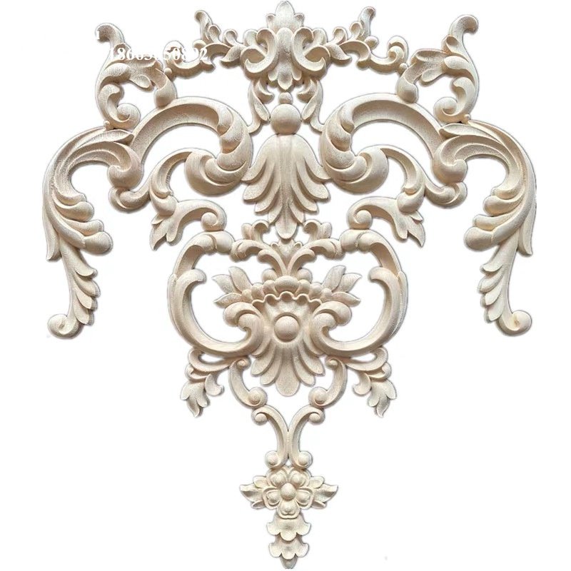 Decorative Wood frame moulding embellished applique rosette onlay