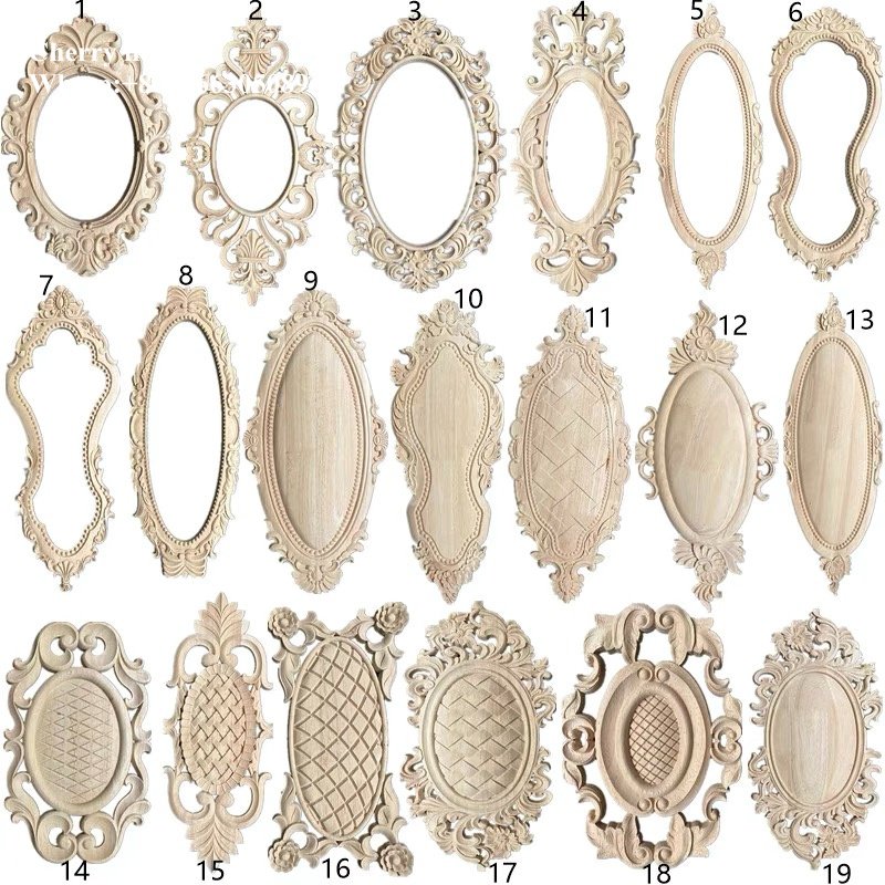 Decorative Wood frame moulding embellished applique rosette onlay