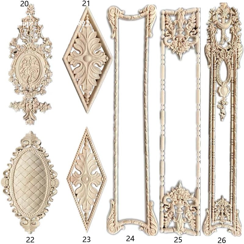 Decorative Wood frame moulding embellished applique rosette onlay