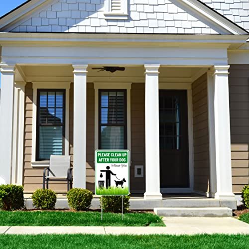 Clean Up After Your Dog Sign with Stakes Corrugated Plastic - Please Pick Up Your Dog Poop Yard Grass Lawn Sign