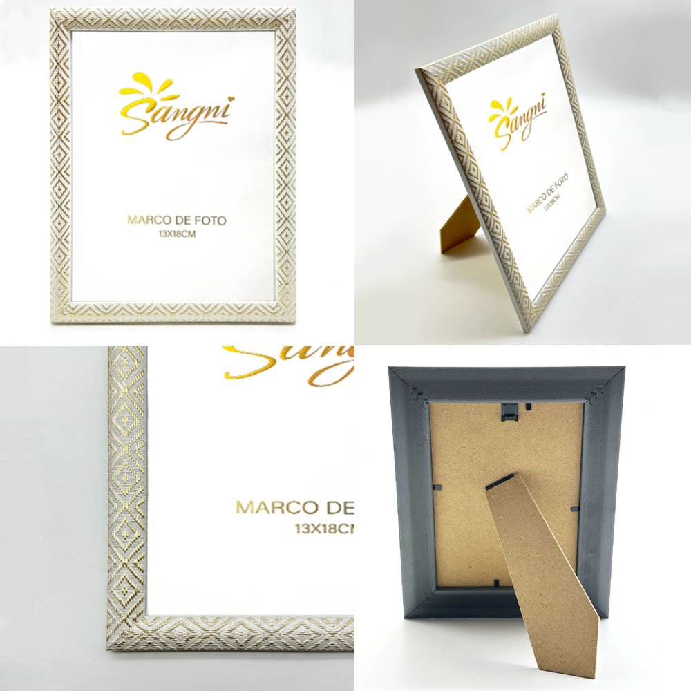 Tabletop white gold frame photo desktop decor display picture photo PS plastic moulding wall hanging photo frame
