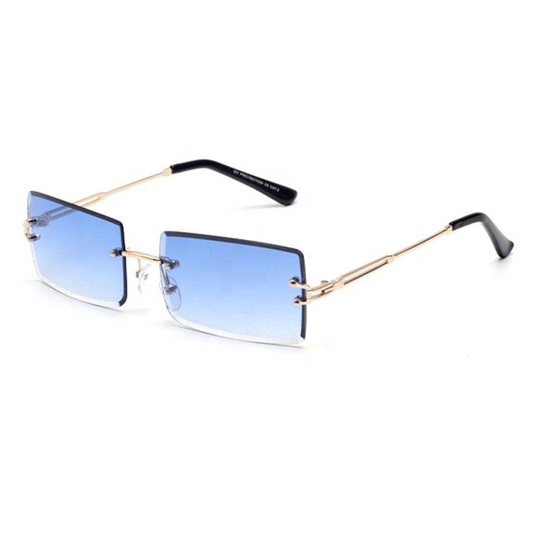 Vintage Gradient Rimless Sun Glasses Sunglasses Metal Rectangle Custom Logo Retro Fashionable UV400 Hot Unisex Multi Color PC ZT