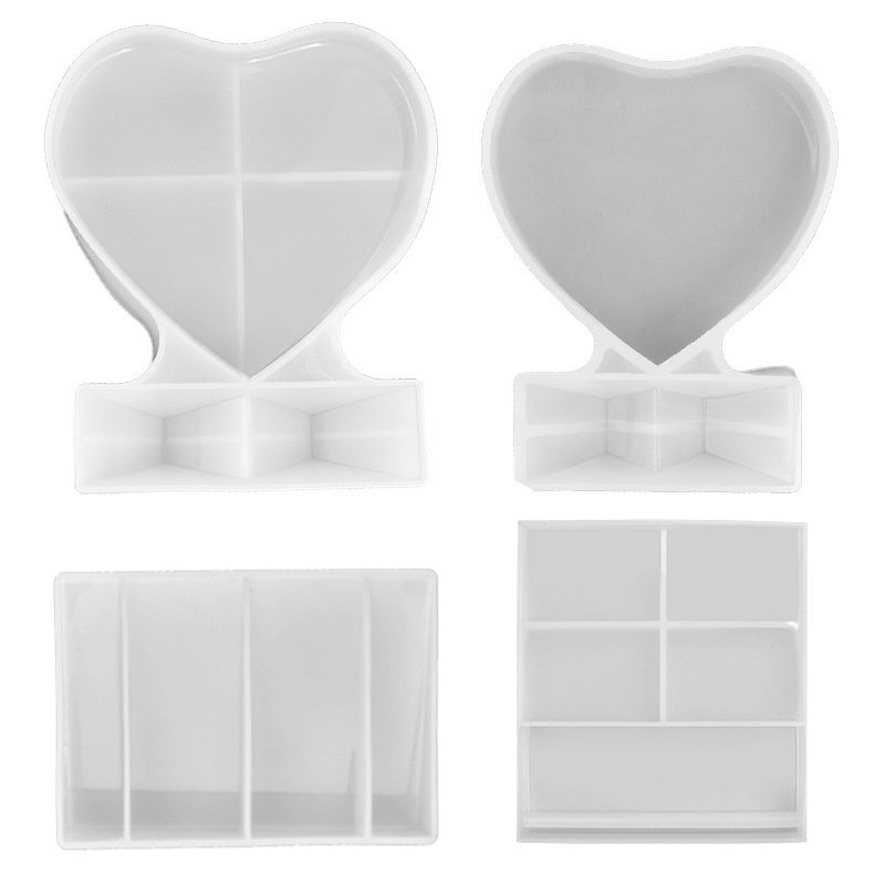 INTODIY Casting Photo Frame Silicone Mold DIY Mirror Crystal Ornament Love Heart Rectangular Epoxy Resin for Home Office Decor