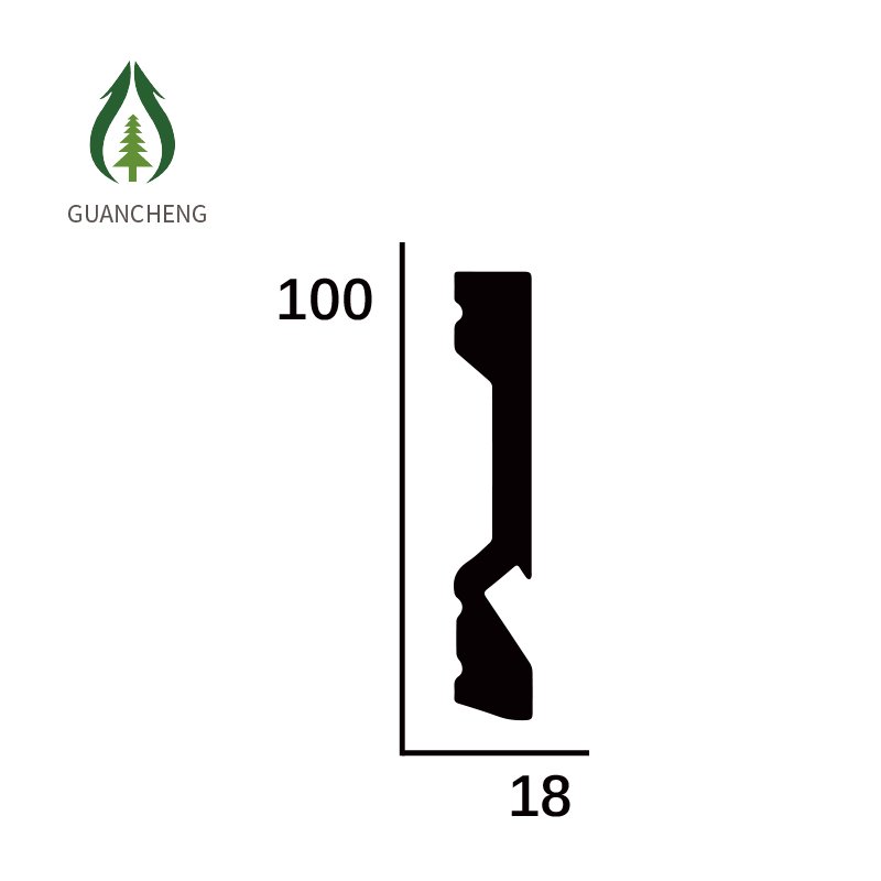 Guancheng 100*18mm Flooring PS Waterproof Easy Install Moulding Skirting Board With Led Light GC1126