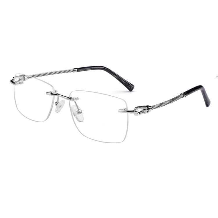 2024 Latest High Quality No Prescription Metal Rimless Optical Frame Anti Blue Light Optical Frameless Eyewear Glasses