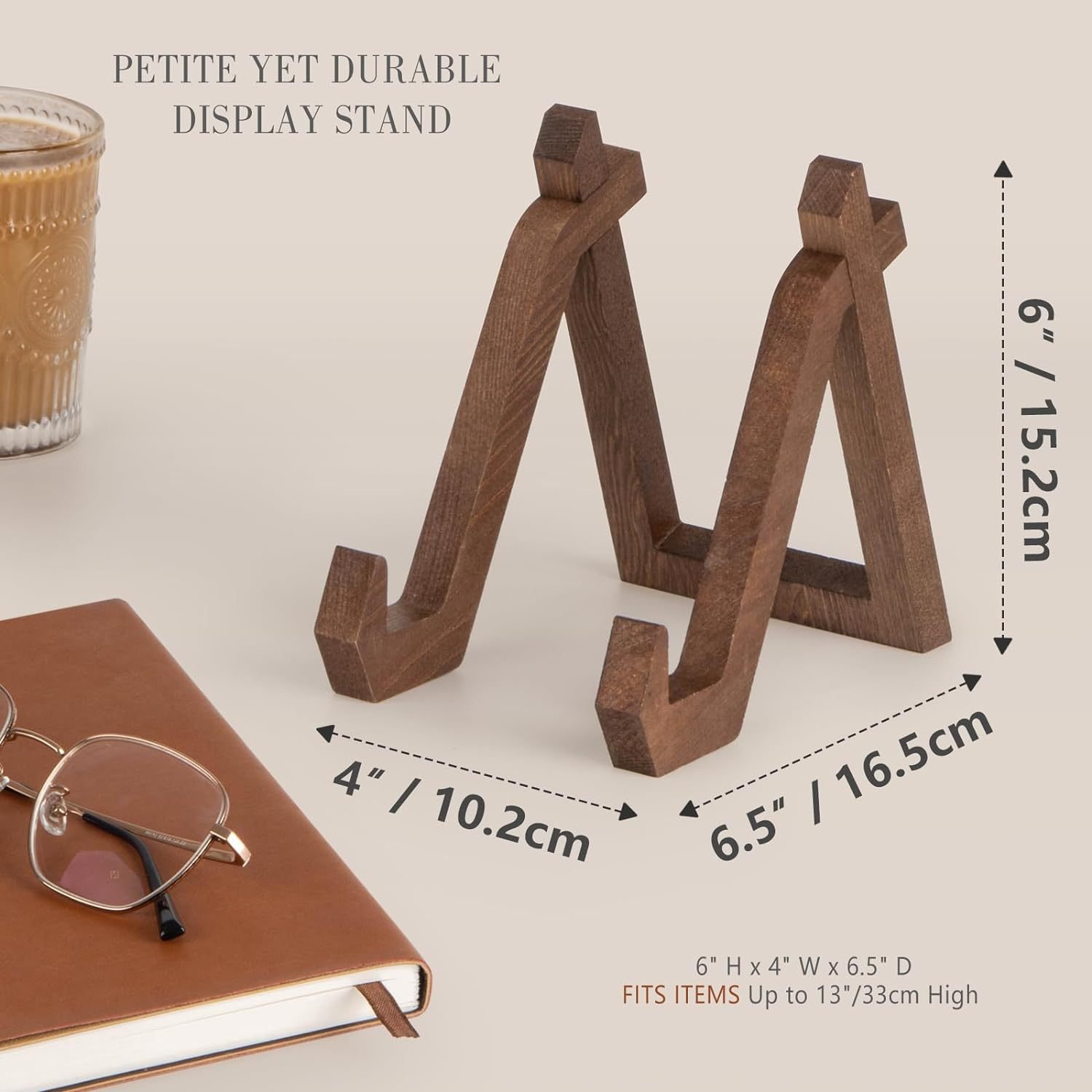 Wood Picture Decorative Plate Holder Photo Frame Stand Dark Brown Wooden Menu Stand For Display
