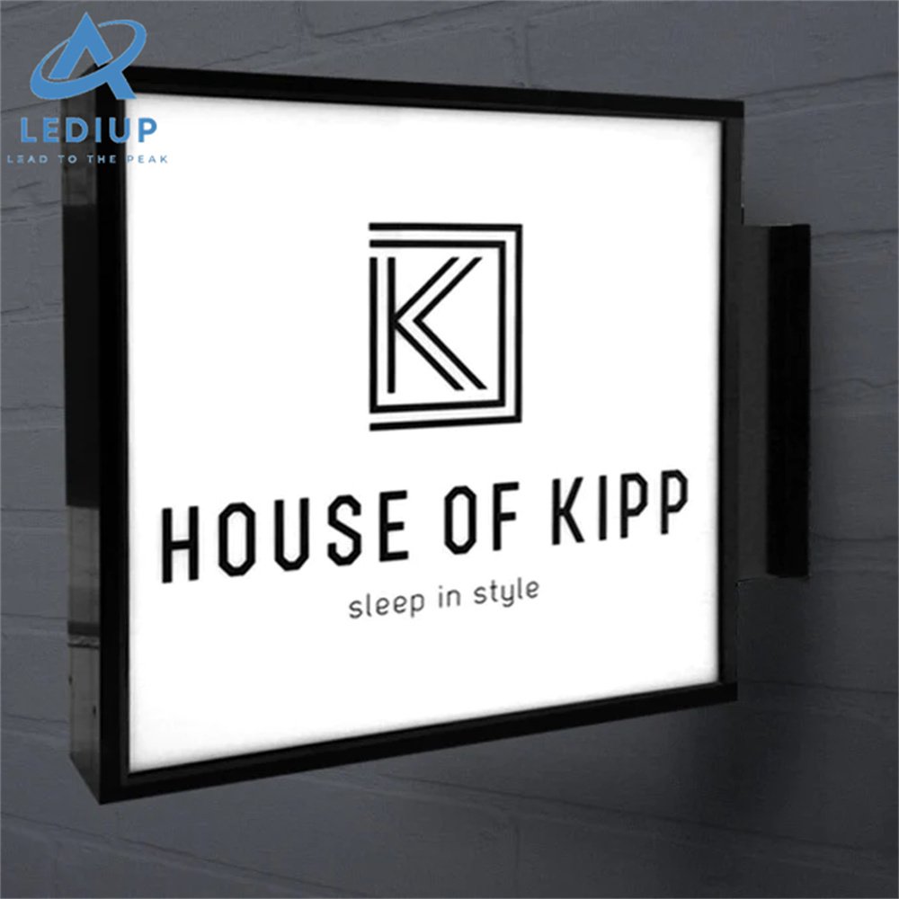 LEDIUP Double Side Wall Mount LED Aluminum Frame Light Box 3D Brand Business Sign Light Box Advertising