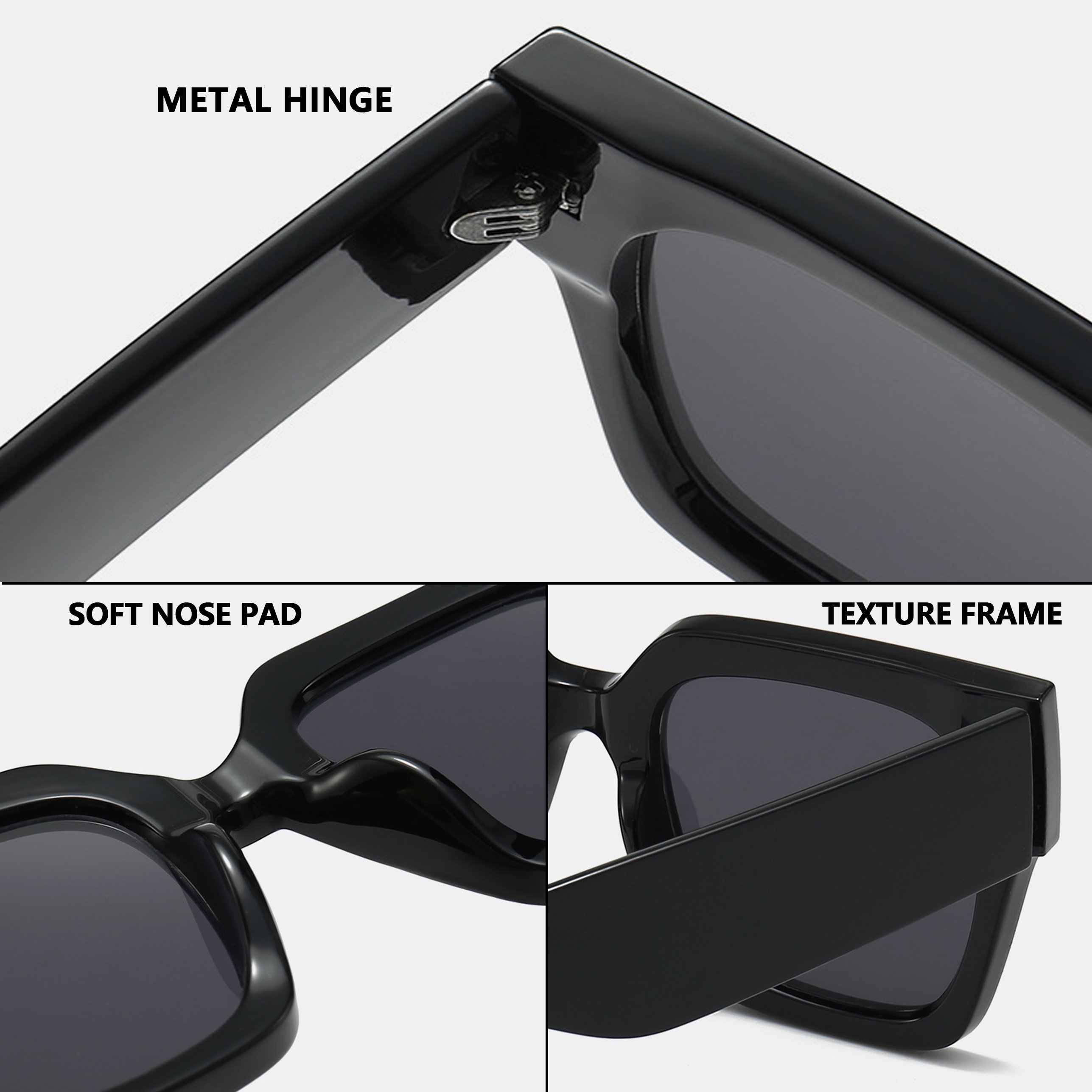 2024 New Quality Square Big Frame Unisex Sunglasses Men And Women Glasses Fashion UV400 Protection PC Frames Sun glasses