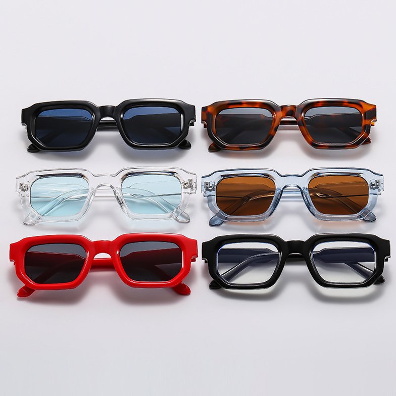 custom logo unique plastic uv400 small thick frame trendy retro sun glasses vintage fashion women men sunglasses 2024