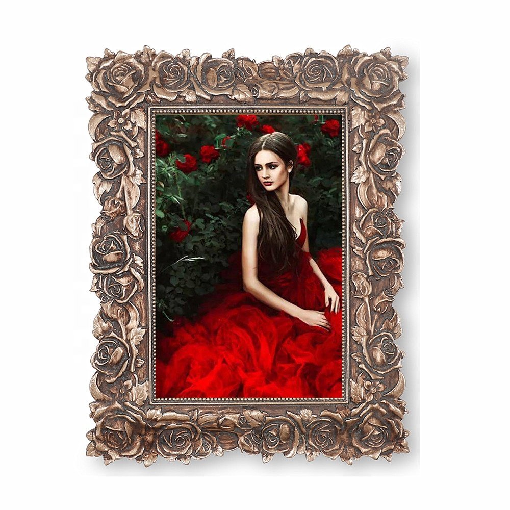 Baroque Vintage Resin Picture Frame Antiqued Photo Frame for Home Wall Decor for Jewelry Display and Hotel Decor