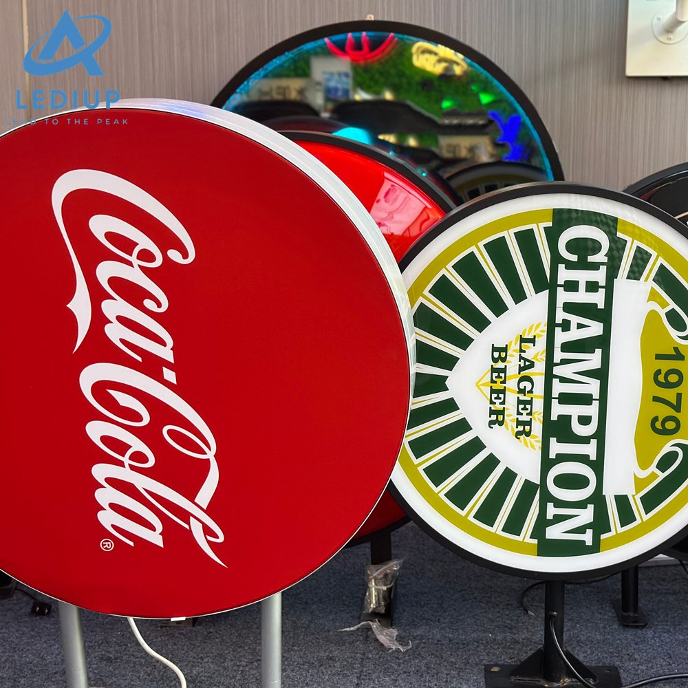 LEDIUP custom design round shape advertising led light box vacuum formed signage
