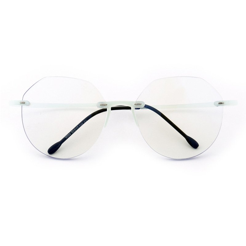 Korean Fashion Retro Rimless Women Men's TR90 Block Blue Light Frameless Design Artistic fFat Frames Glasses For Men And Women