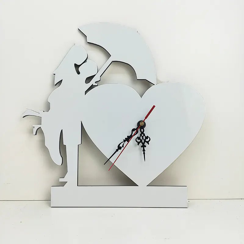 Heart MDF Wall Clock, Custom Love Sublimation Wall Clock for Heat Press Machine