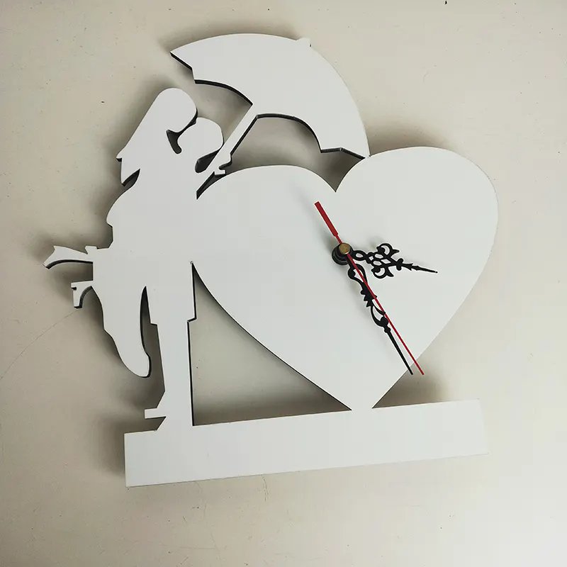 Heart MDF Wall Clock, Custom Love Sublimation Wall Clock for Heat Press Machine