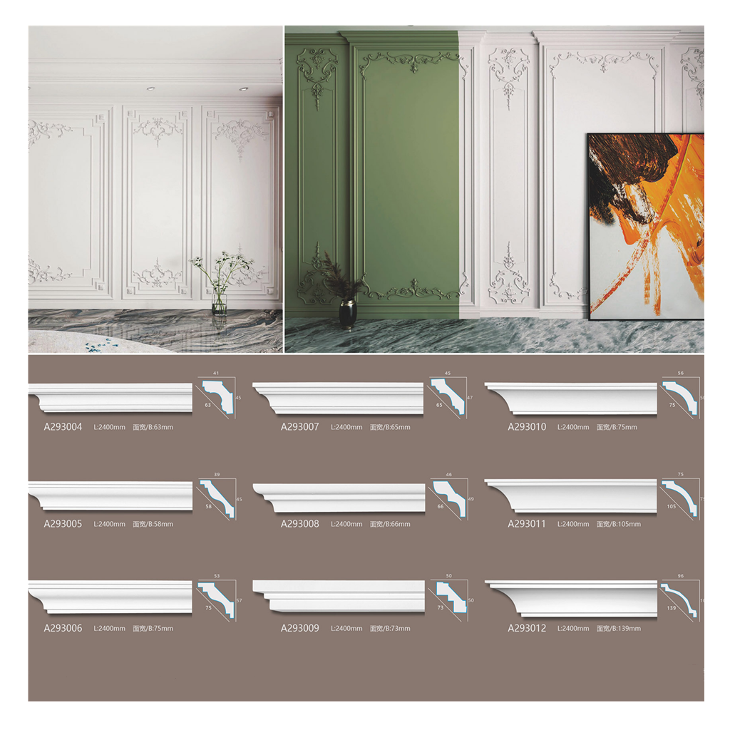 High Quality Decorative Carved PU Foam Crown Frame Moulding Ceiling Corner Panel Molding Cornice
