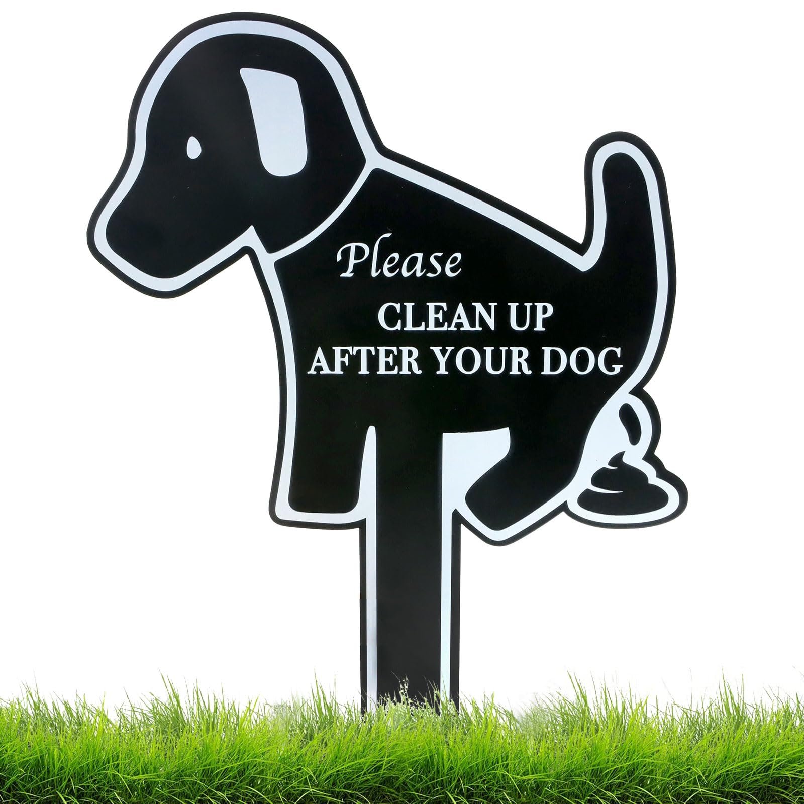 Handook No Dog Poop Signs for Yard, Clean Up After Your Dog Sign, Funny Metal No Poop Signs for Lawn, Perfect for Outdoor