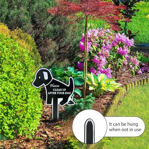 Handook No Dog Poop Signs for Yard, Clean Up After Your Dog Sign, Funny Metal No Poop Signs for Lawn, Perfect for Outdoor