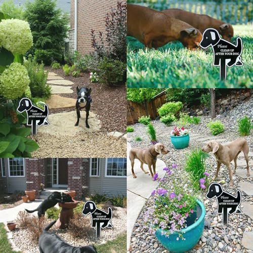 Handook No Dog Poop Signs for Yard, Clean Up After Your Dog Sign, Funny Metal No Poop Signs for Lawn, Perfect for Outdoor