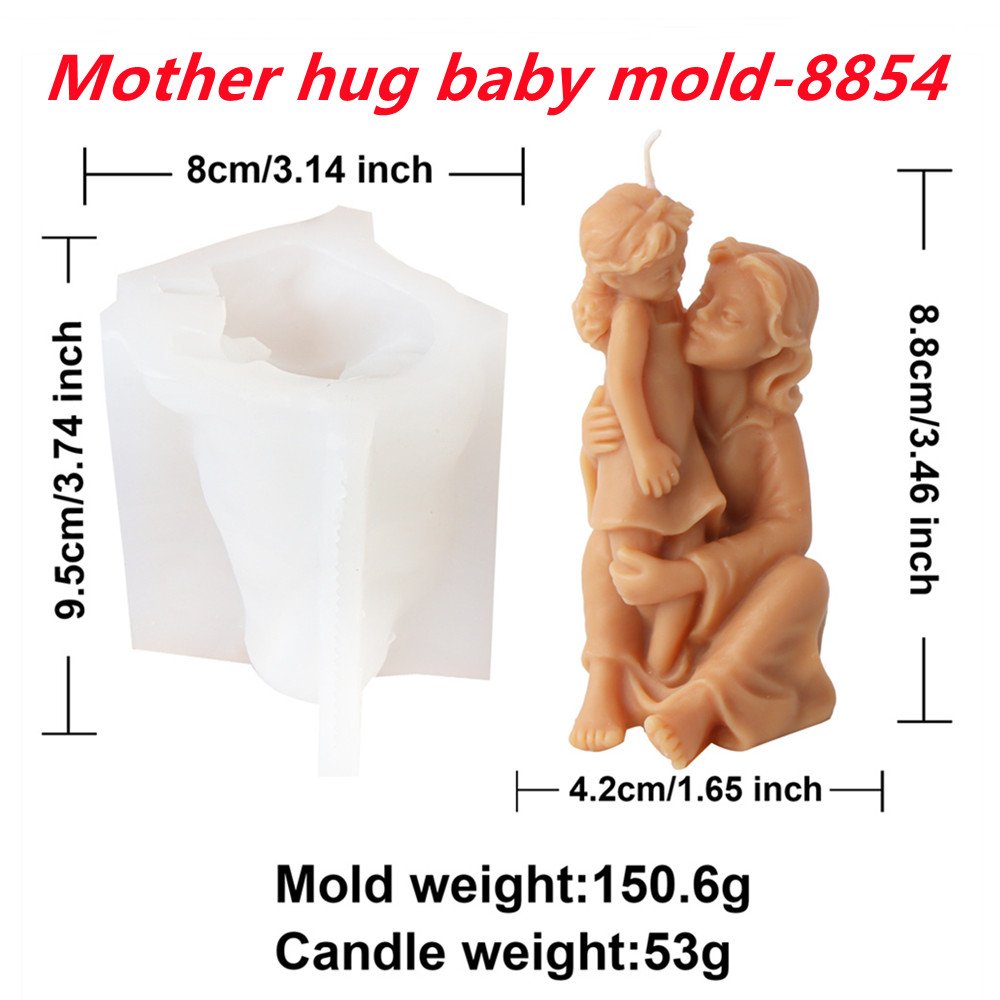 Rose Mom Hug Baby Candle Mold Silicon Picture Frame Mary Hug Baby Statue Tool DIY Mother Hug Baby Plaster Resin Soy Wax Home Dec