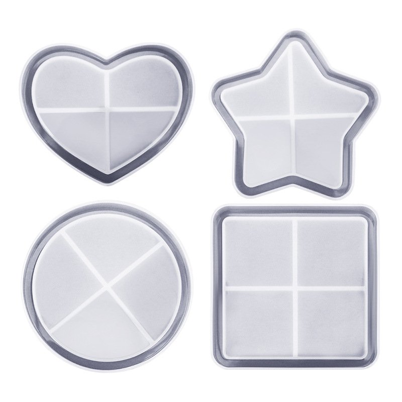 Early Riser DIY glue coaster silicone mold five-pointed star love round square coffee and tea coaster mosaic mold