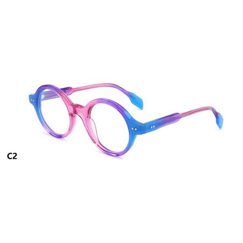 Colorful High Quality Acetate Optical Frames Professional Round Glasses Colorless Lens Optical Custom Glasses Frames
