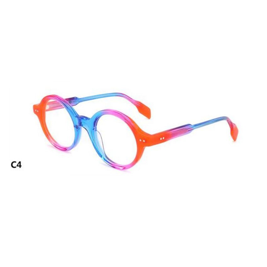Colorful High Quality Acetate Optical Frames Professional Round Glasses Colorless Lens Optical Custom Glasses Frames
