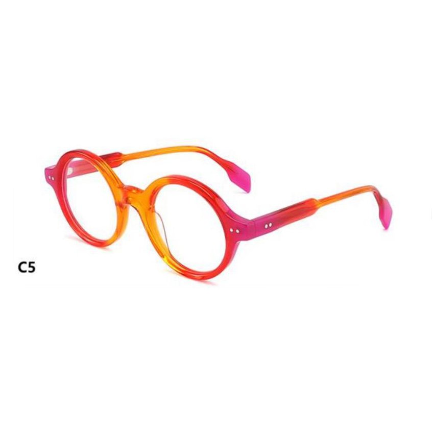 Colorful High Quality Acetate Optical Frames Professional Round Glasses Colorless Lens Optical Custom Glasses Frames