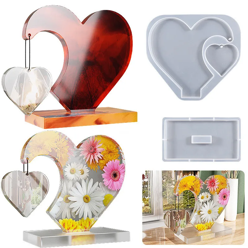Custom Heart Resin Epoxy Molds DIY Photo Frame Silicone Wholesale Cake Tools for Art and Craft Supplies