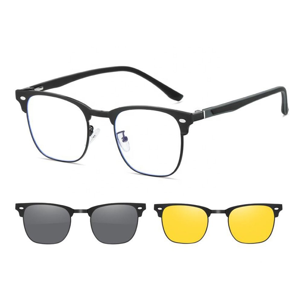 Metal Square Frame Magnetic Clip-on Sun Glasses polar Lens High quality ac TAC lens Men Polarized Sunglasses