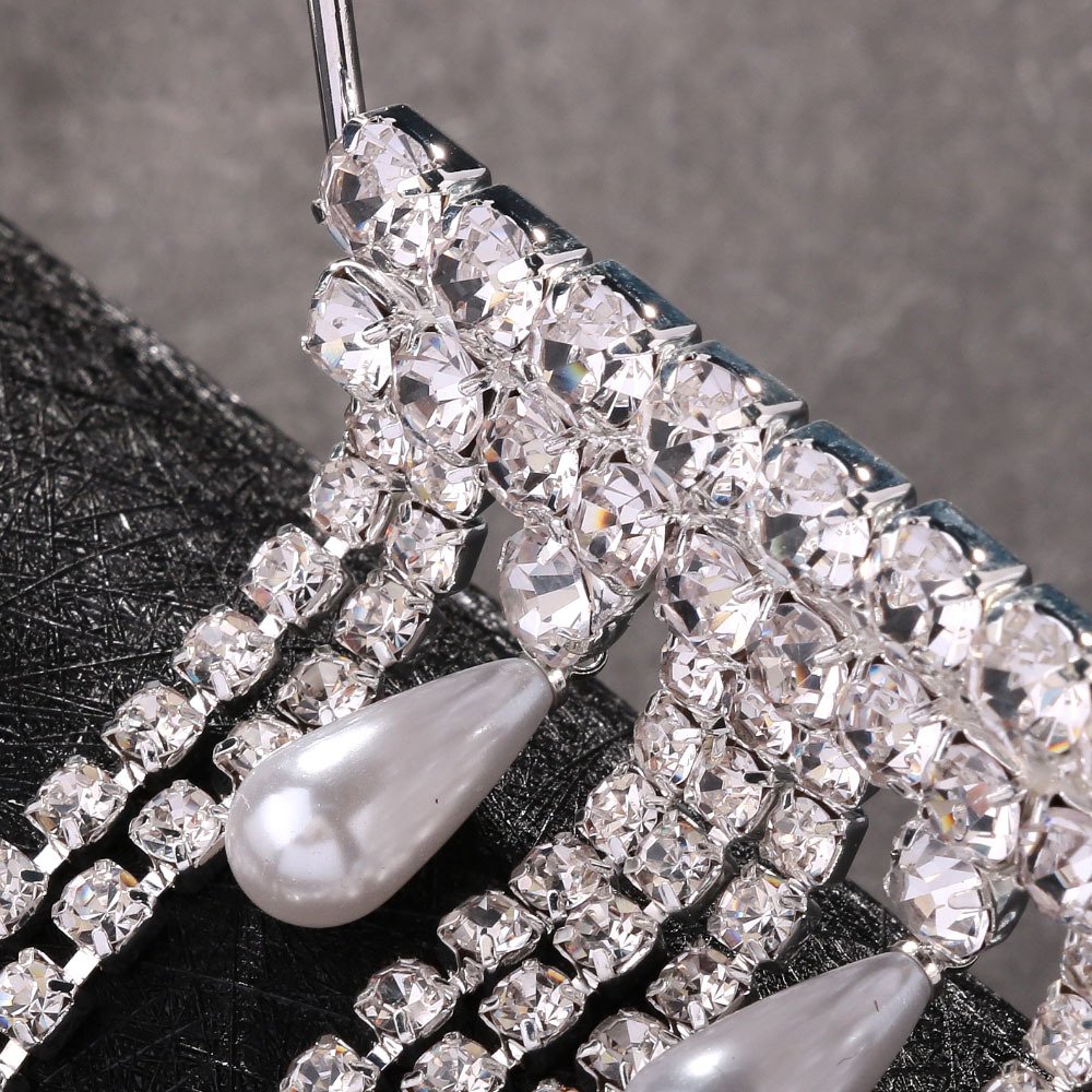 Fashion New Rhinestone Tassel Eyeglasses Frame No Lens Jewelry for Women Party Bling Crystal Pearl Face Accessories Wholesale