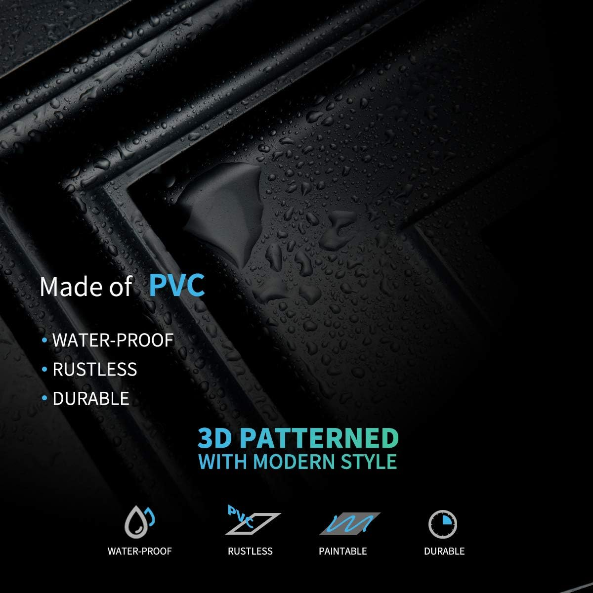 UDK Factory Price PVC Square Frames pattern 3D Wall Panel for Interior Wall Decoration Easy to Install Matte Black