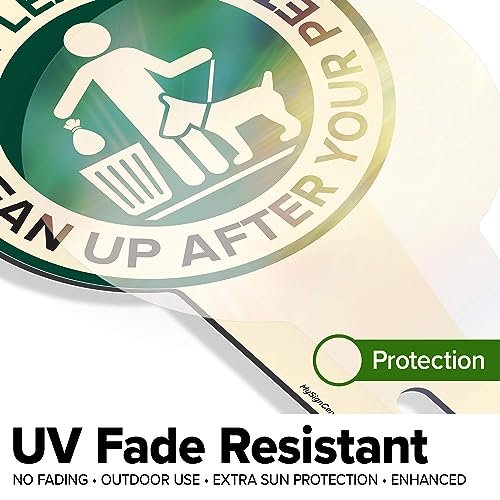 Please Clean Up After Your Pet Sign Heavy Duty Integrated Ground Stakes, Indoor/Outdoor Use, Rust Free Aluminum Composite